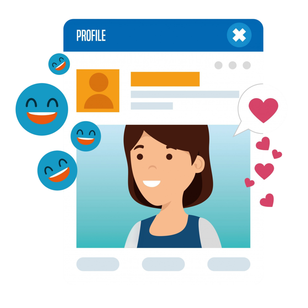 mobile screen with social platform layout