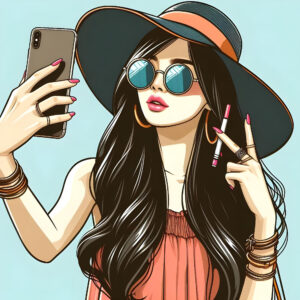 grafika z ikoną serca i motywem mediów społecznościowych