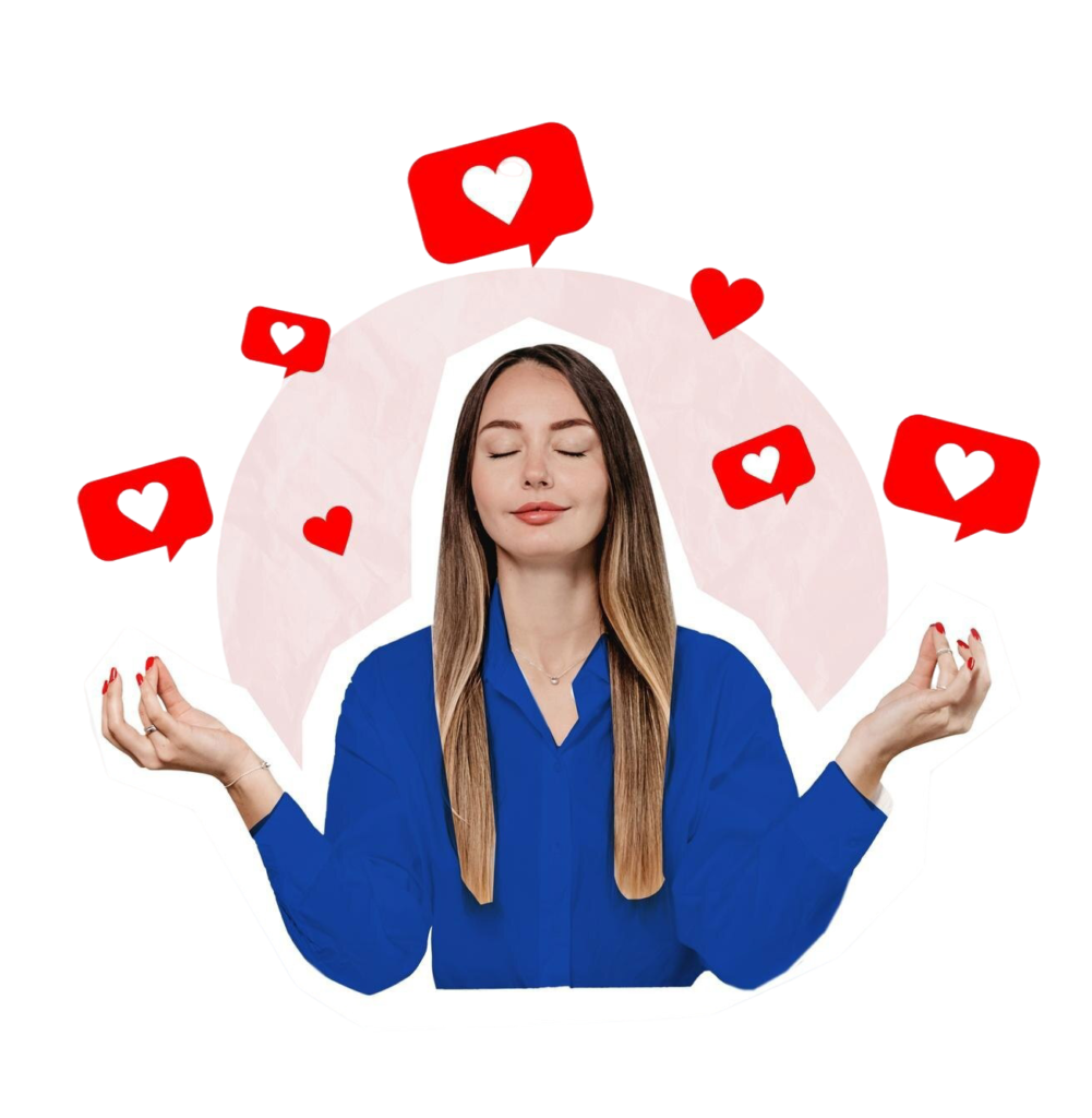 kolaż z ikonami polubień i aktywności w mediach społecznościowych